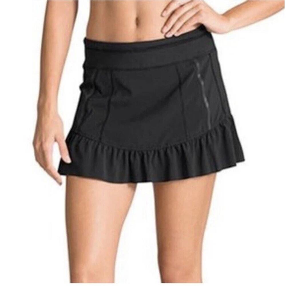 ATHLETA Takeoff Ruffle Skort in Black WOMEN'S Size 16